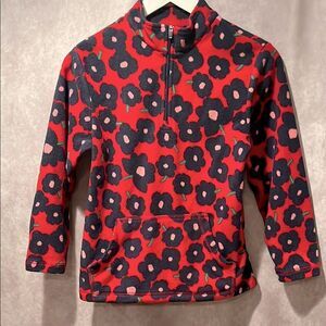 Hanna Andersson Red and Navy Floral Fleece size 140/ US size 10